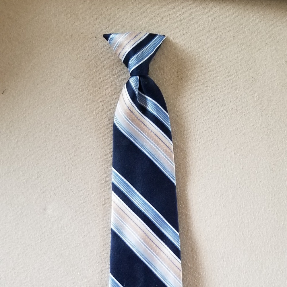 Boys 17.5 inch Clip-on Tie Blue/Gold